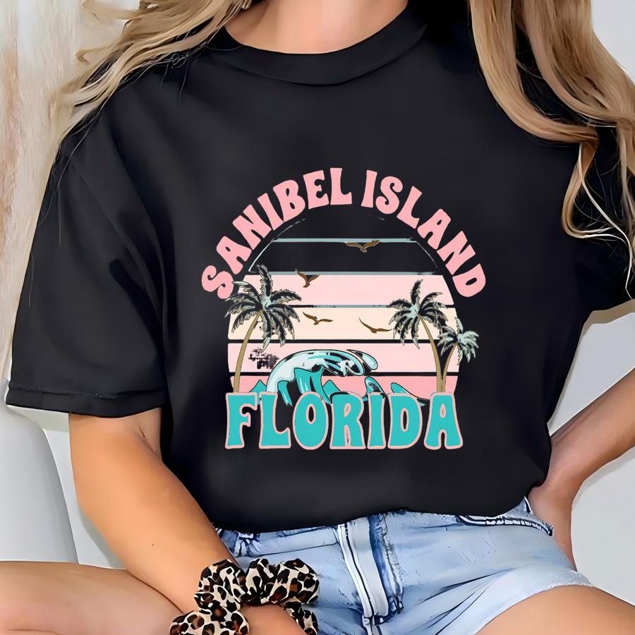 Sanibel Island Florida Retro Unisex Jersey Short Sve Tee T-shirt