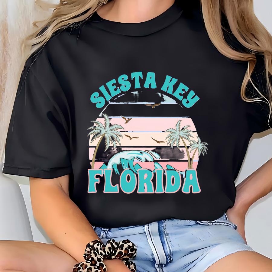 Siesta Key Florida Retro Unisex Jersey Short Sve Tee T-shirt