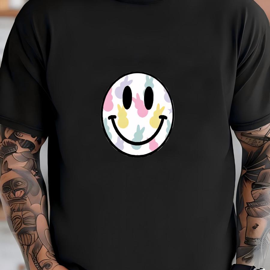 Checker Bunny Egg Shirt, Mommy And Me Easter Shirt, Retro Shirt, Retro Easter Shirt, Easter Shirt, Smile Face Shirt, Happy Face Tee T-shirt
