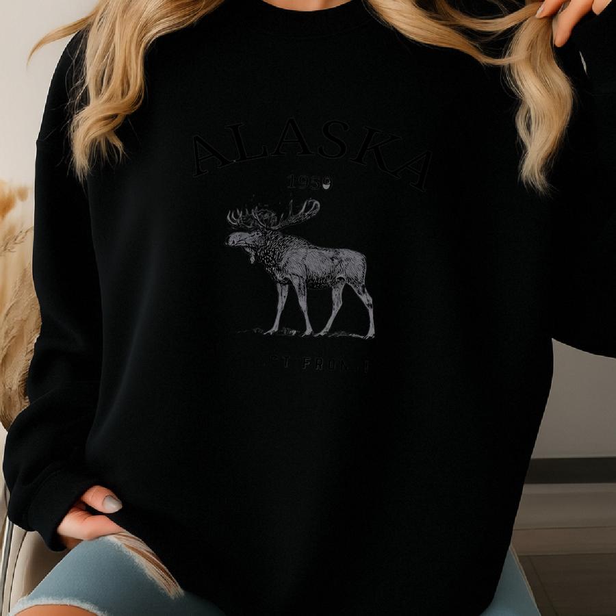 Unisex Alaska Moose Long Sve Tee Shirt, Elk Tshirt Sweatshirt