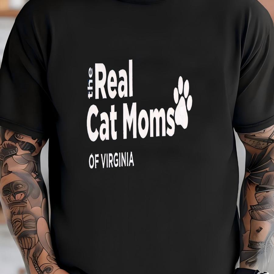 Virginia Cat Lovers Hoodie, Real Cat Moms Of Virginia Tee, Pet Owner Gift, Cat Paw Print Shirt, Unisex Casual Apparel, Cotton Top T-shirt