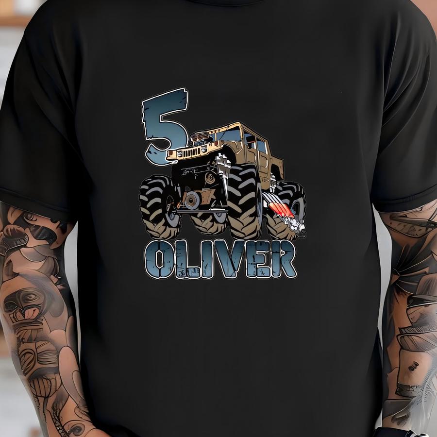 4x4 Monster Truck Birthday Shirt, Truck Birthday Shirt, Personalized Truck Tshirt, Boys Monster Truck Birthday Gift Tee, Hummer Shirt T-shirt
