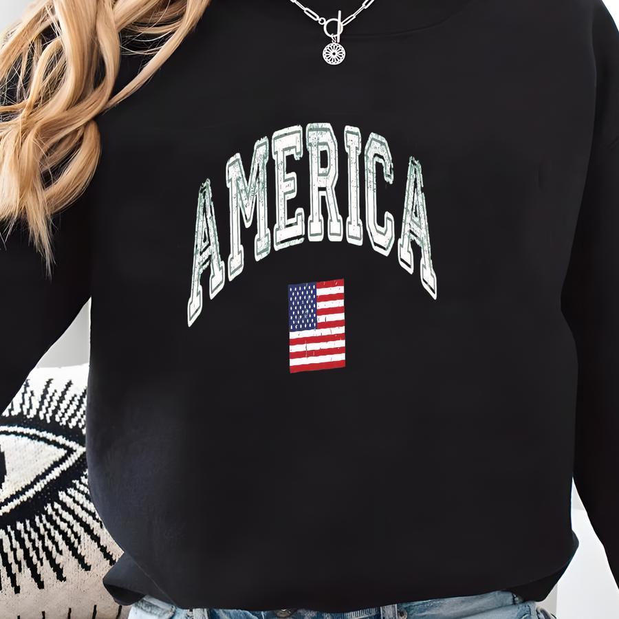 Distressed America Shirt, America Shirt, 4th Of July Shirt, Usa Shirt, Retro 4th Of July, Memorial Day Shirt, Patriotic Shirt Sweatshirt