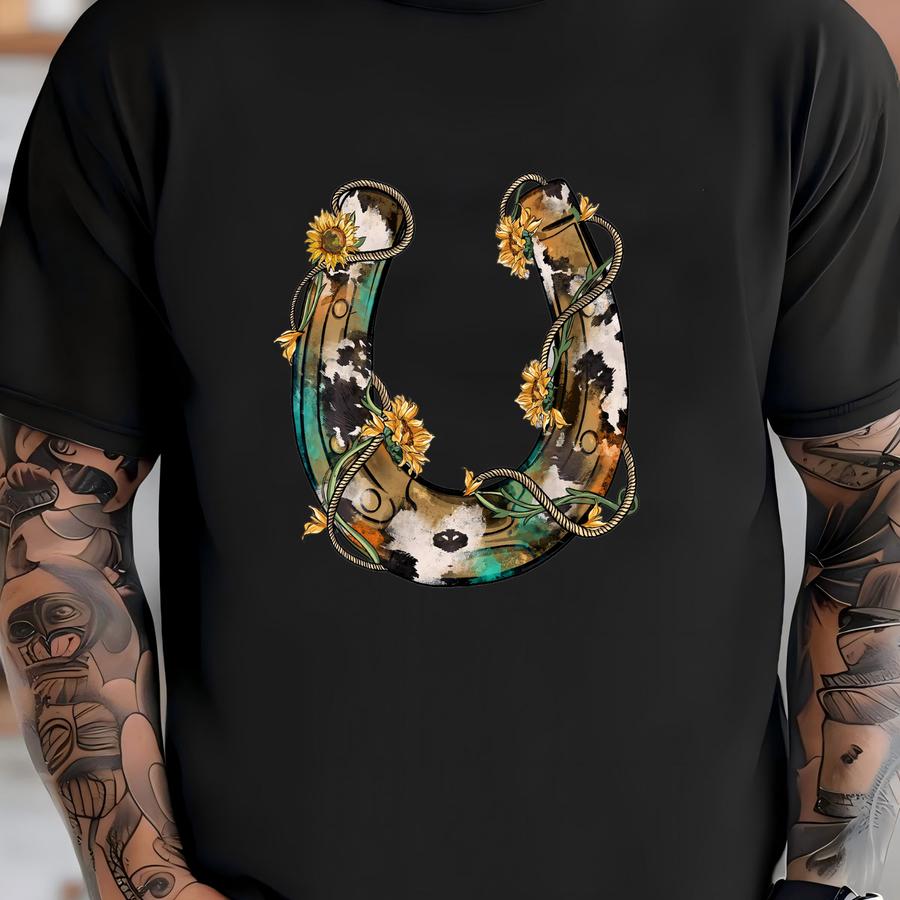 Cowhide Suower Horses Dtf Transfer: Rustic Country Charm T-shirt