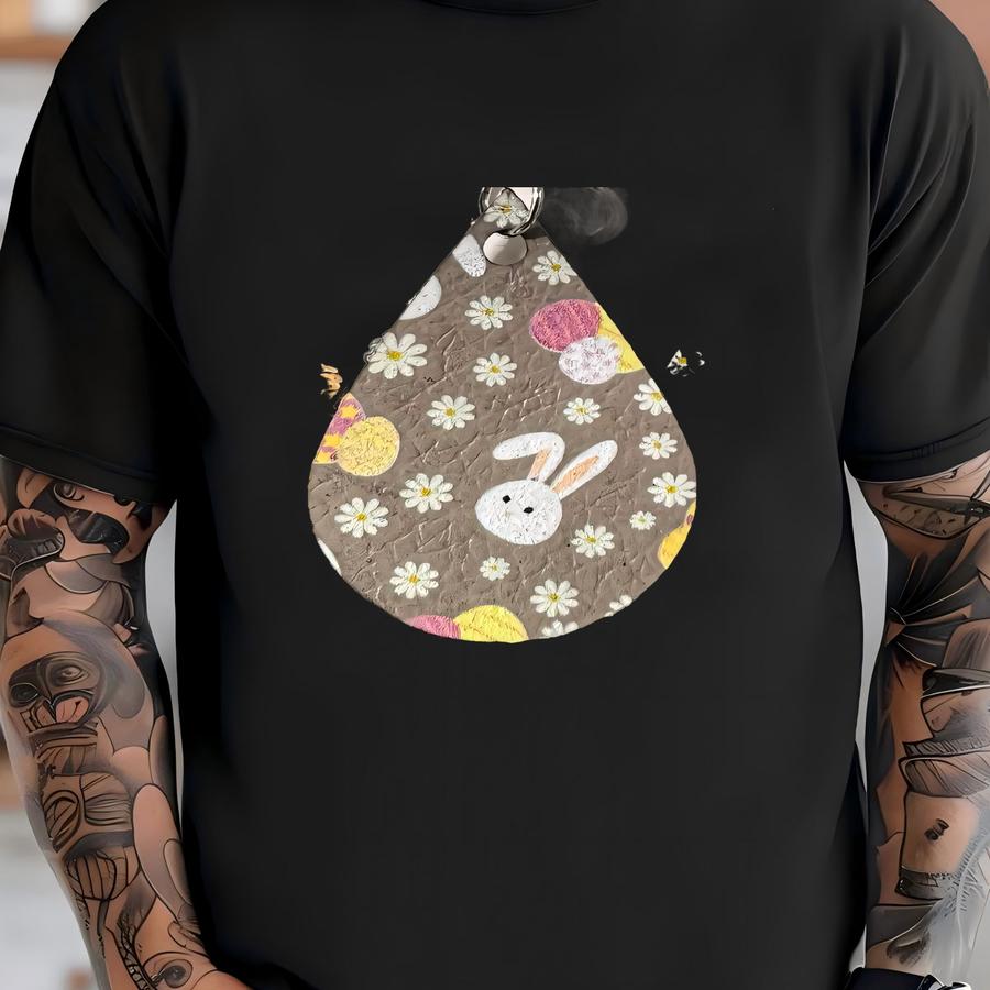 Easter Print Leather Teardrop Earrings T-shirt