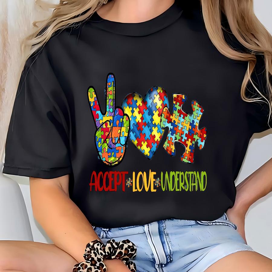 Accept Understand Love Shirt, Autism Awareness Hoodie, Puzzle Piece Shirt, Autism Teacher Shirt, Autism Awareness Month, Awareness Shirt T-shirt