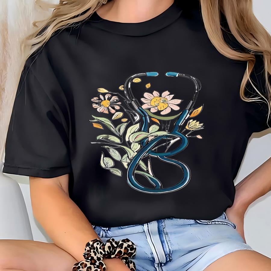 Floral Stethoscope Sweatshirt, Nurse Graduation Gift, Women's Nursing School Hoodie, Floral Nurse Sweater, Doctor Or Nurse Hoodie, Nurse T-shirt