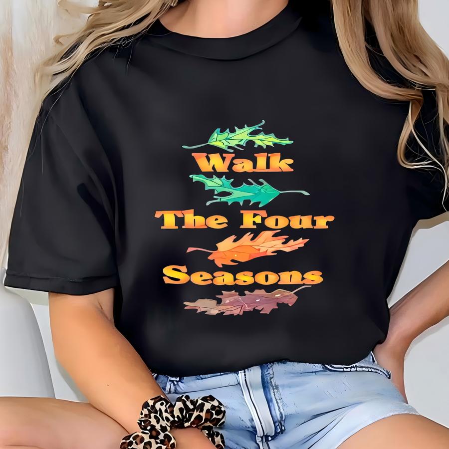 Vintage Autumn Walk The Four Season Sweatshirt Autumn Pullover Sweater Autumn Crewneck Jumper Autumn Walk The Four Season Graphic Large Size T-shirt