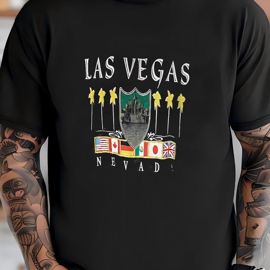 Vintage 90s Micro Striped Las Vegas Nevada Shirt - Fits L/xl - Tourist Grunge Tee T-shirt
