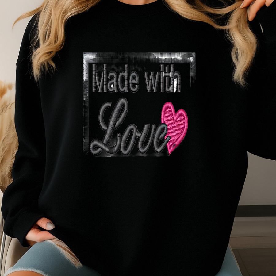Made With Love Tag Y Design - Pile Drop Down Tag - Applique Project Tag - Iron On Tag - Iron On Patch Sweatshirt
