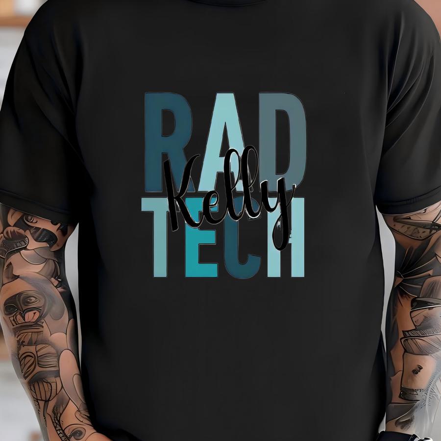 Custom Rad Tech Name Sweatshirt, Rad Tech Gift T Shirt, Personalized Radiologic Technologist Name Tshirt, Pocket Print, Nurse Appreciation T T-shirt