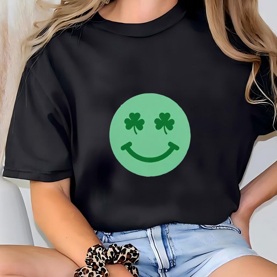 Shamrock St Patricks Day Unisex Garment-dyed Hoodie, Vintage Style Tees, St Patty's Day Shirts, Green , Checkered Shirt T-shirt