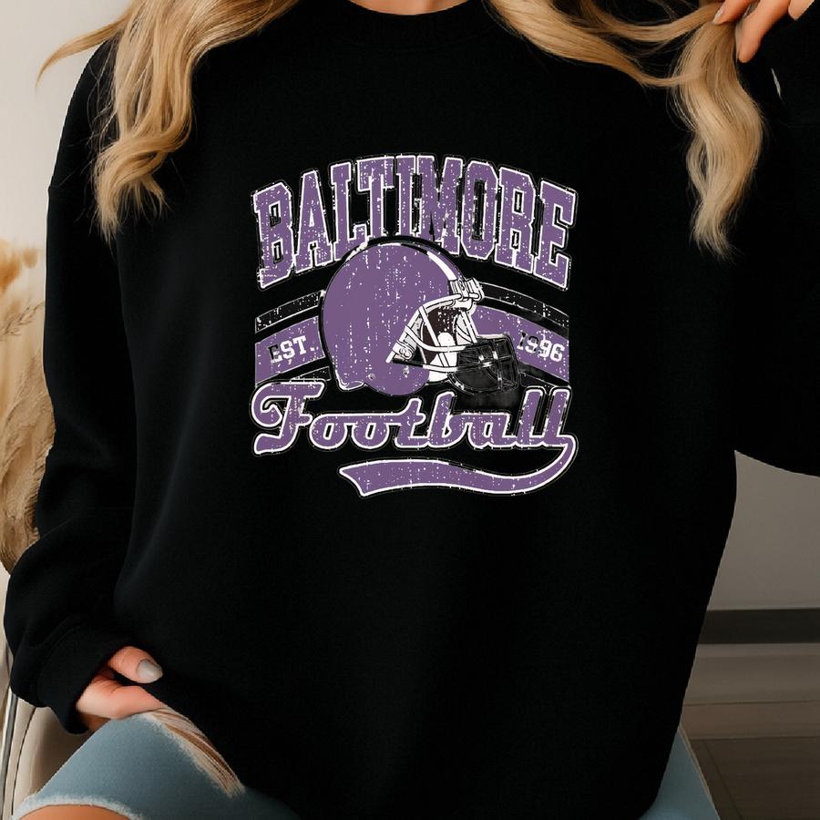 Baltimore Football, Vintage Shirt, Bright Colors Retro Style, Oversized Fit, Unisex, Game Day, Sports Fan Gift, Maryland Md Sweatshirt