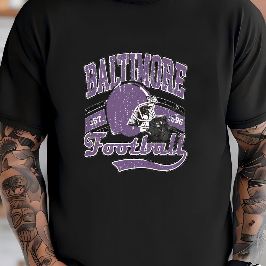 Baltimore Football, Vintage Shirt, Bright Colors Retro Style, Oversized Fit, Unisex, Game Day, Sports Fan Gift, Maryland Md T-shirt