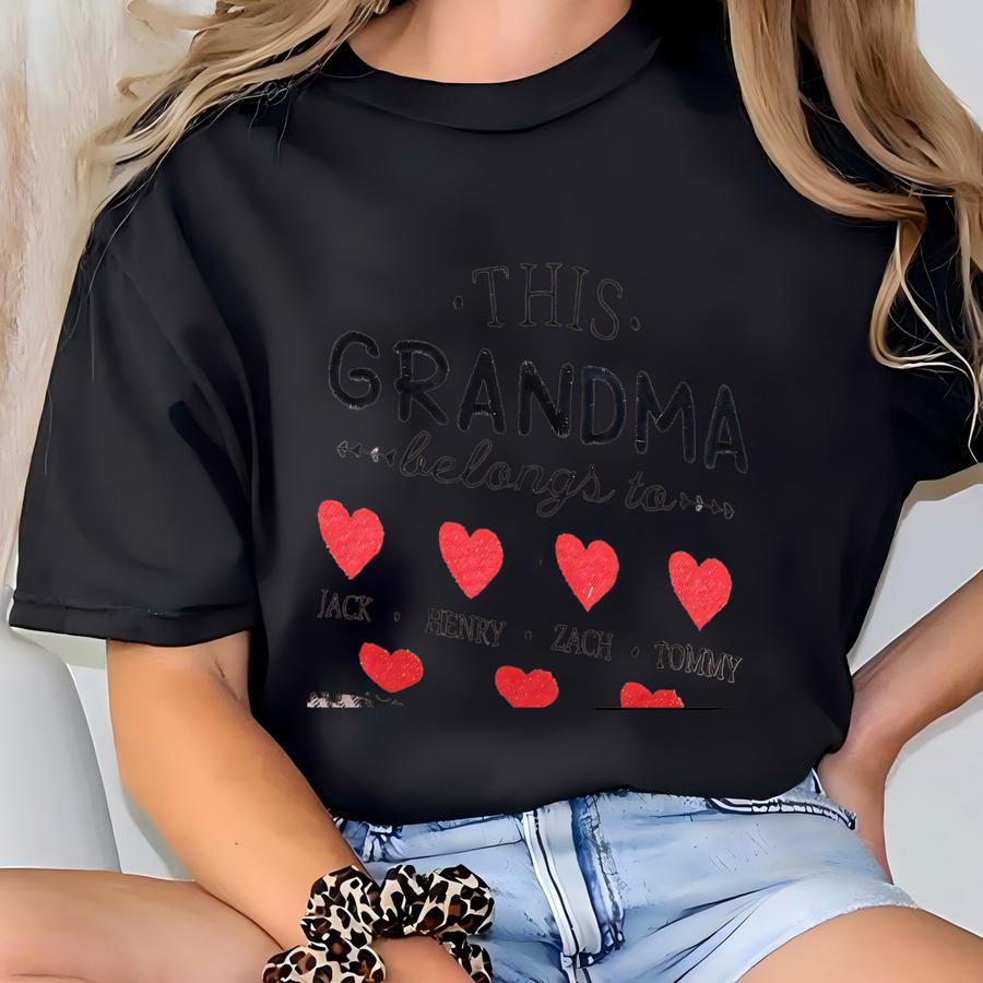 This Grandma Belongs To Custom Grandkids Sweatshirt, Personalized Grandma Gift, New Mom Crewneck Sweatshirt, Mothers Day Gift T-shirt