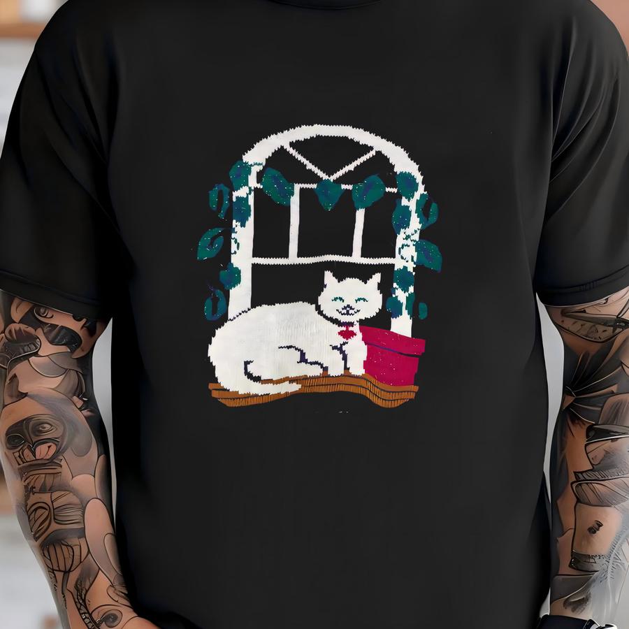 Vintage Purple Cat Sweater - Fits L - Cute Grandma Grunge Emo 80s 90s T-shirt