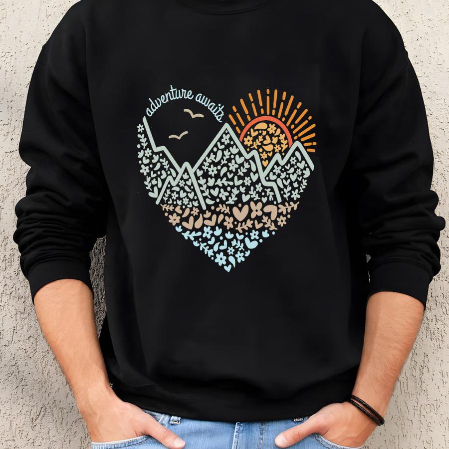 Adventure Awaits Sweatshirt, Adventure Shirt, Camping Shirts, Mountain Tshirt, Hiker Shirt, Nature Lover Shirt, Camping Gift, Vacation Shirt Sweatshirt