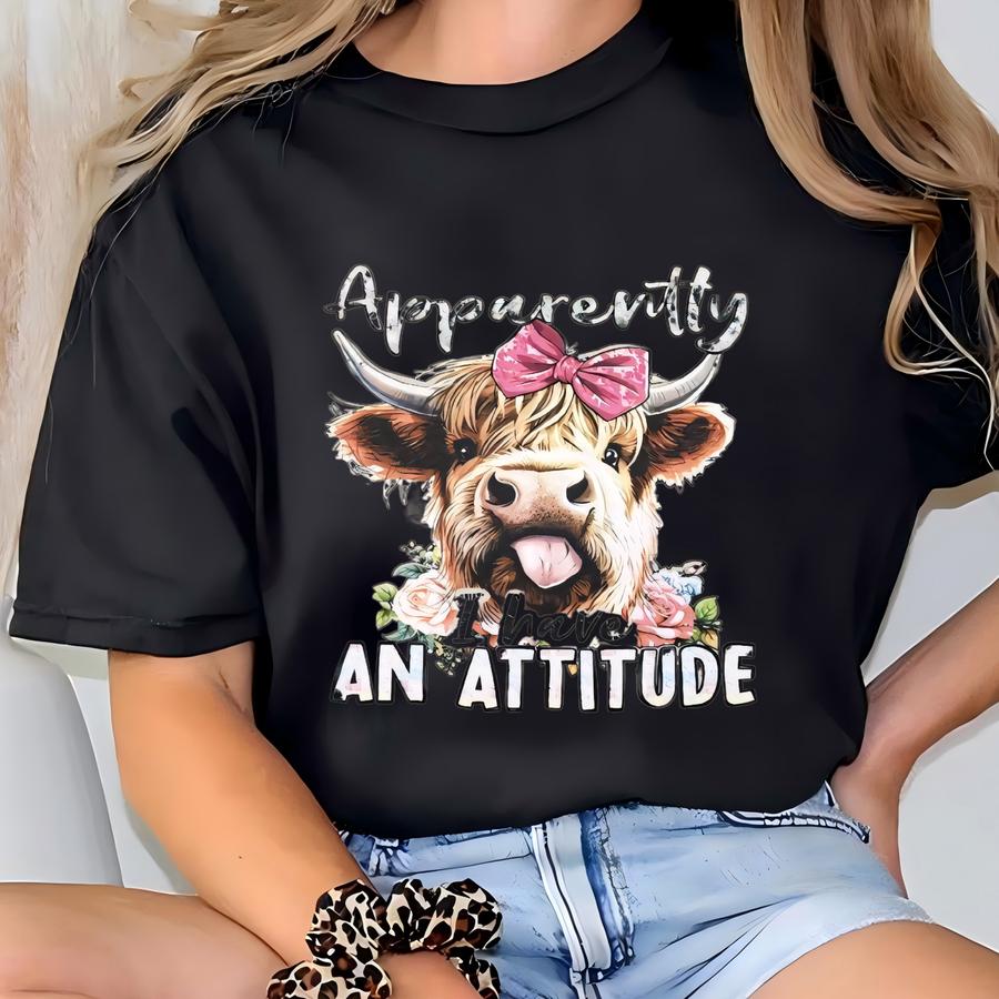 Apparently I Have An Attitude Shirt, Southern Attitude Shirt, Summer Outdoors, Cute Cow Shirt, Rodeo Shirt, Country Music Shirt T-shirt
