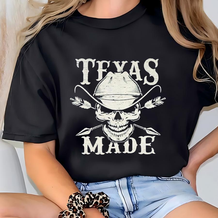 Texas Made Shirt, Skeleton Shirt, Texas Shirt, Vintage Cowboy Shirt, Cowgirl Shirt, Yeehaw Shirt, Texas Graphic Tee T-shirt