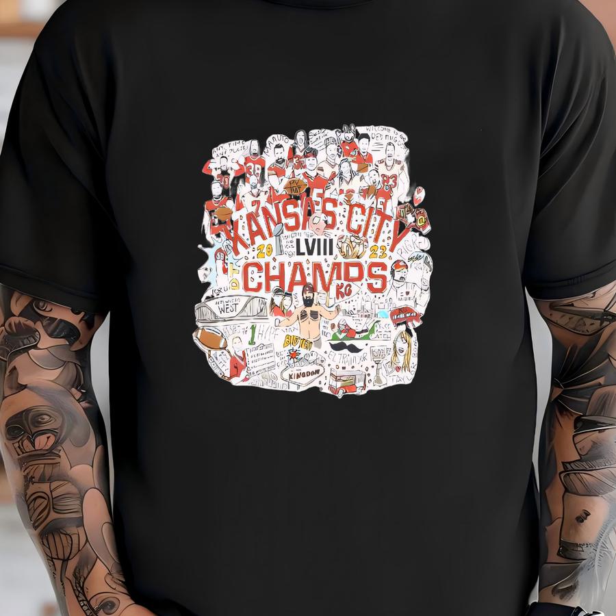 Kansas City Champs Doodle Hoodie - Kansas City, Football, Fans, World Champions, Champs, Mahomes, Kelce, Father's Day, Gift T-shirt