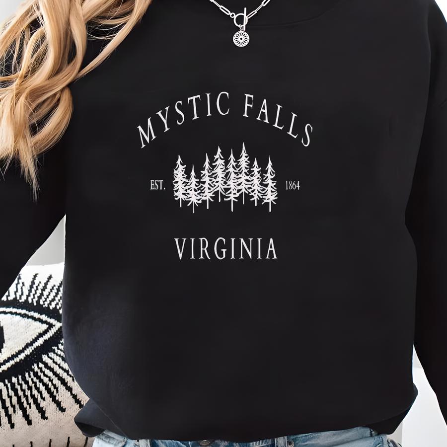 Mystic Falls Unisex Garment-dyed T-shirt, Tvd, Vampire Diaries Shirts, Elena Gilbert, Vampire Tee Shirt, Mystic Falls Gifts Sweatshirt