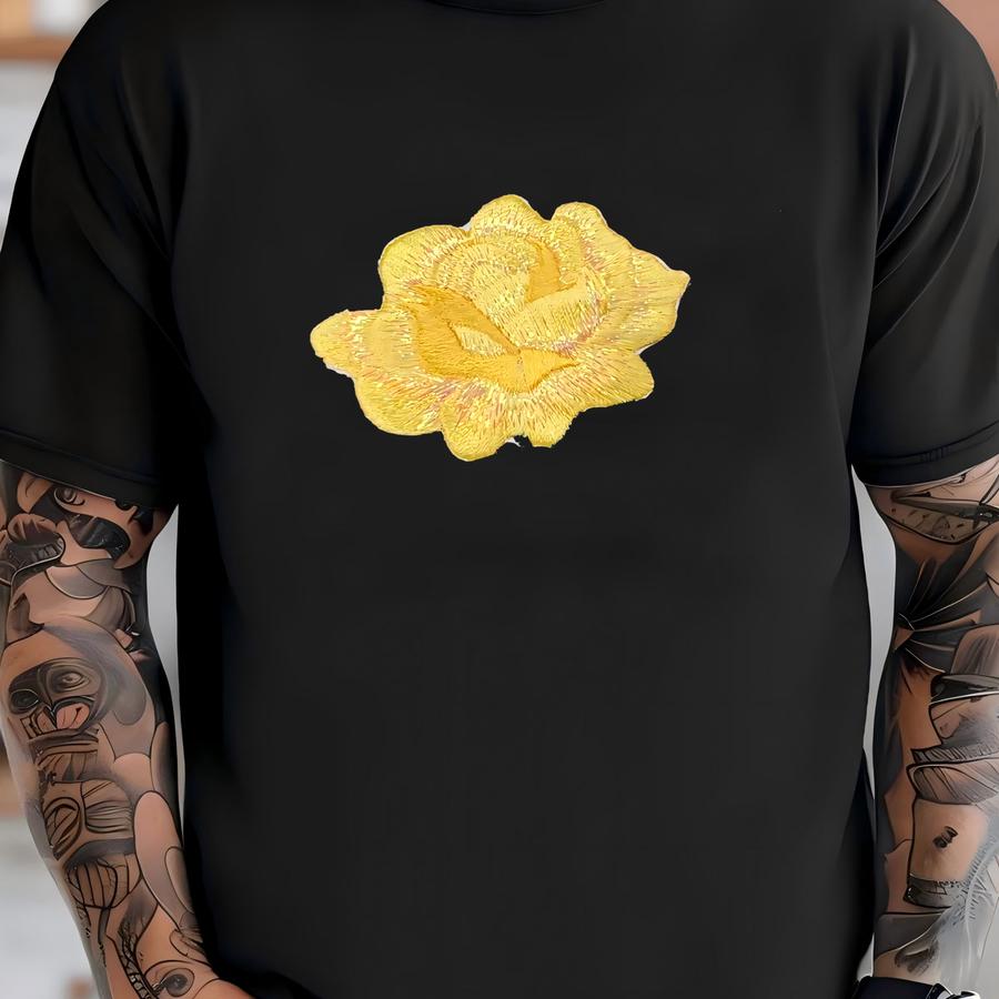 Yellow Rose Applique Patch - Flower Garden Badge 3-1/8 T-shirt