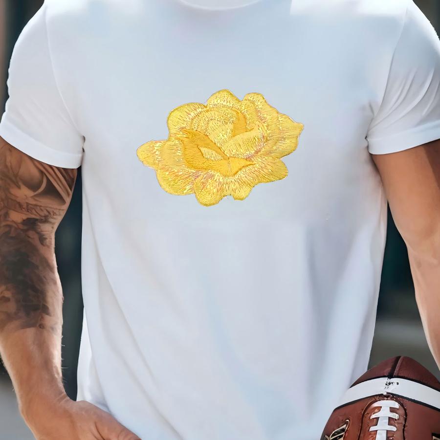 Yellow Rose Applique Patch - Flower Garden Badge 3-1/8 T-shirt Yellow Rose Applique Patch - Flower Garden Badge 3-1/8 T-shirt