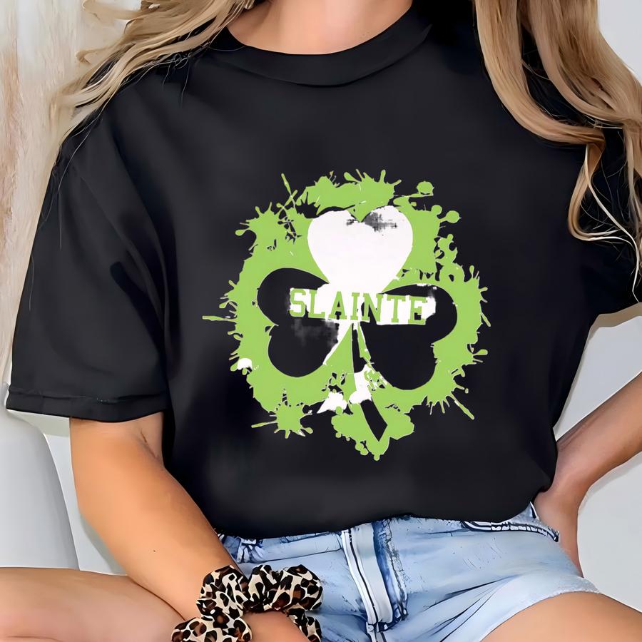 Slainte Sweatshirt, Clover Hoodie, St Patrick's Day, Lucky Sweat, Irish Gift, Gift For Her, Gift For Him, Birthday Gift, Green Clover Hoodie T-shirt