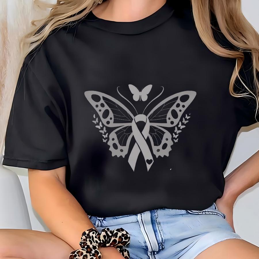 Parkinson's Disease Awareness Shirt, Butterfly Shirt, Silver Ribbon Shirt, Parkinsons Disease Shirt, Parkinson Awareness Shirt, Hope Shirt T-shirt