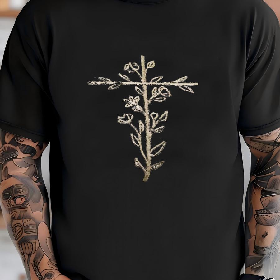 Floral Cross Crewneck Sweatshirt: Christian Unisex Apparel T-shirt