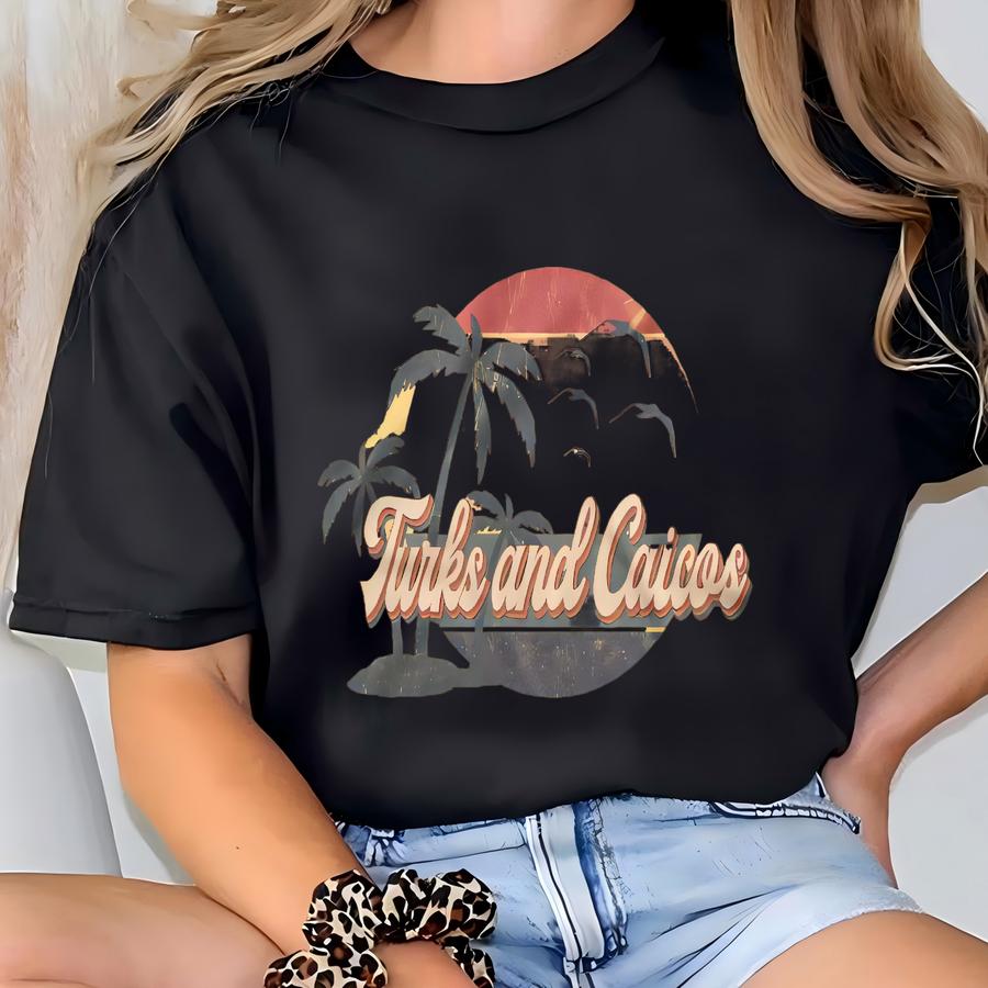 Turks And Caicos Hoodie: Retro 70s 80s Style, Caribbean Vacation Tee T-shirt