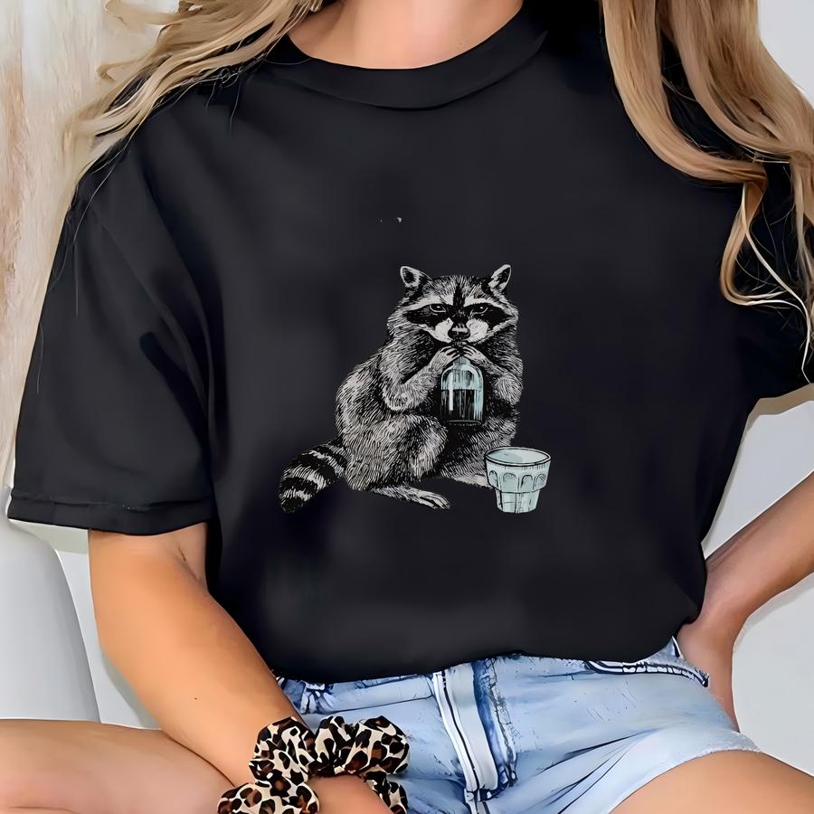 Hold On Let Me Drink About It Raccoon Vintage Shirt, Retro Raccoon Shirt, Funny Raccoon T Shirt, Raccoon Lovers Tee, Drinking Shirt Gift T-shirt