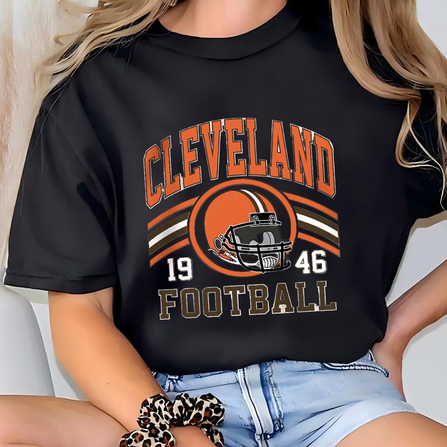 Cleveland Football Sweatshirt, Football Fan Crewneck, Retro Cleveland Football Gift For Women, Cleveland Clothing, Football Sweatshirt T-shirt