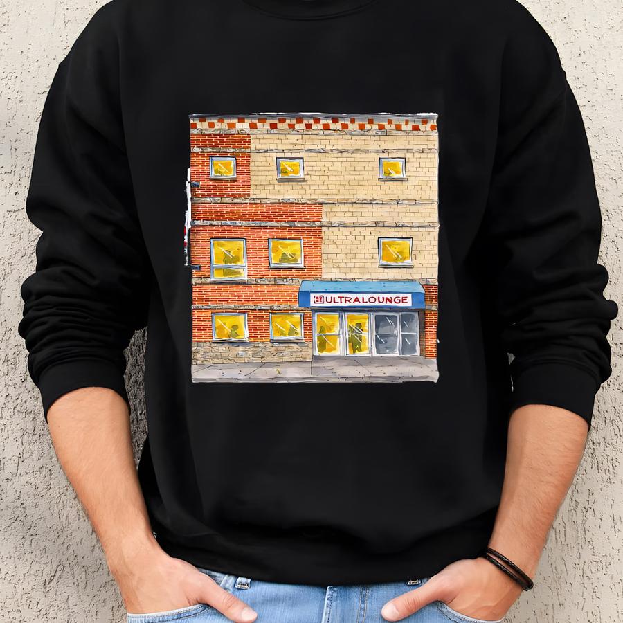 Aj's Ultra Lounge Bar Watercolor Art Print Ames Ia Art Sweatshirt