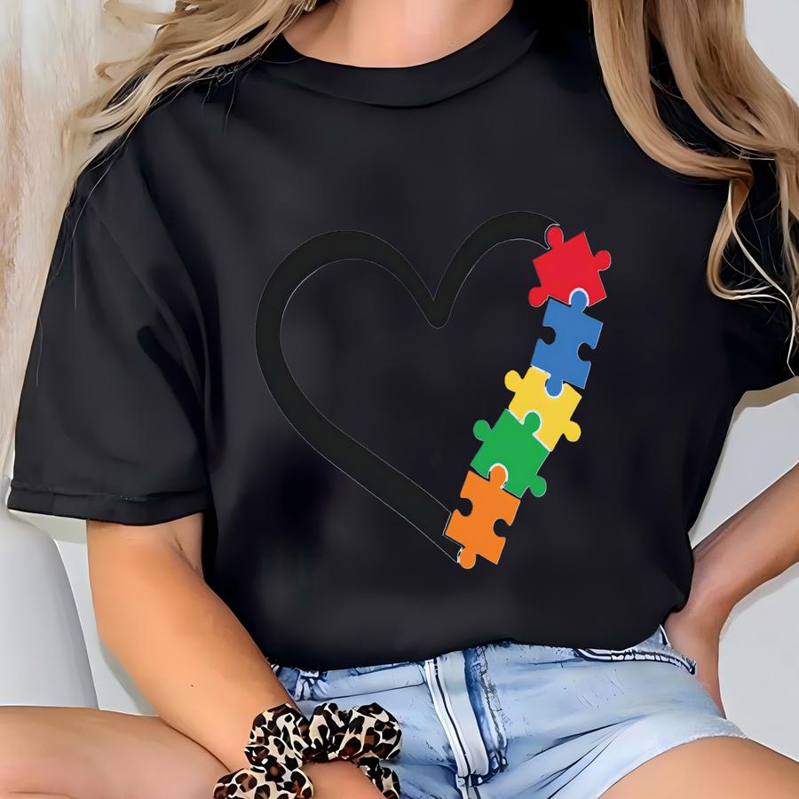 Autism Heart Shirt, Autism Awareness Sweater, Autism Mom Shirt, Gift Shirt For Autism, Puzzle Heart Sweater, Puzzle Piece Shirt, Autism Gift T-shirt