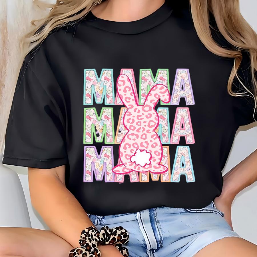 Easter Mama Bunny Mini Bunny Retro Shirts, Retro Cheetah Easter Shirt ,happy Easter Mama Mini Shirt ,easter Bunny Shirts T-shirt