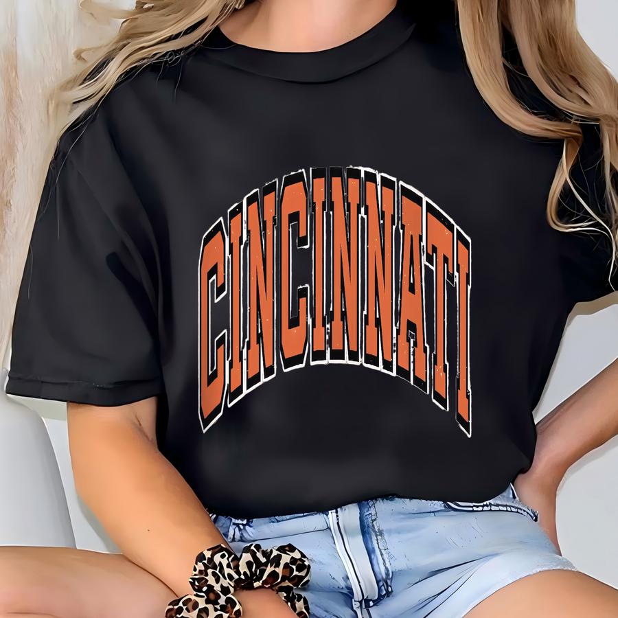 Women's Cincinnati Football Crewneck, Cincinnati Retro Football Sweatshirt, Cincinnati Football Clothing, Cincinnati Football Sweater T-shirt