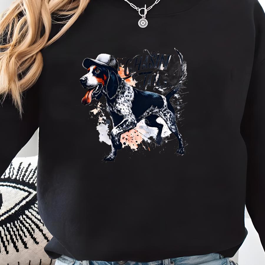 Chasing Tail Dog Dtf Transfer: Playful Pet Lover Apparel Sweatshirt