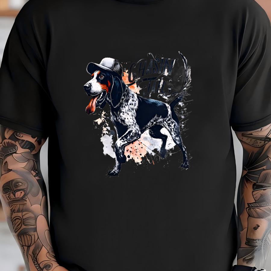 Chasing Tail Dog Dtf Transfer: Playful Pet Lover Apparel T-shirt