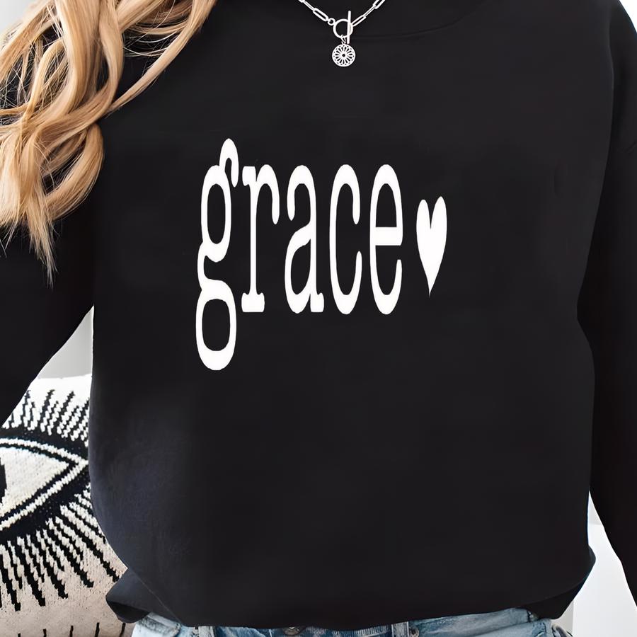 Grace Sweatshirt, Women's Sweatshirt, Christian Hoodie, Gift For Her, Winter Crewneck, Christmas Gift Sweatshirt