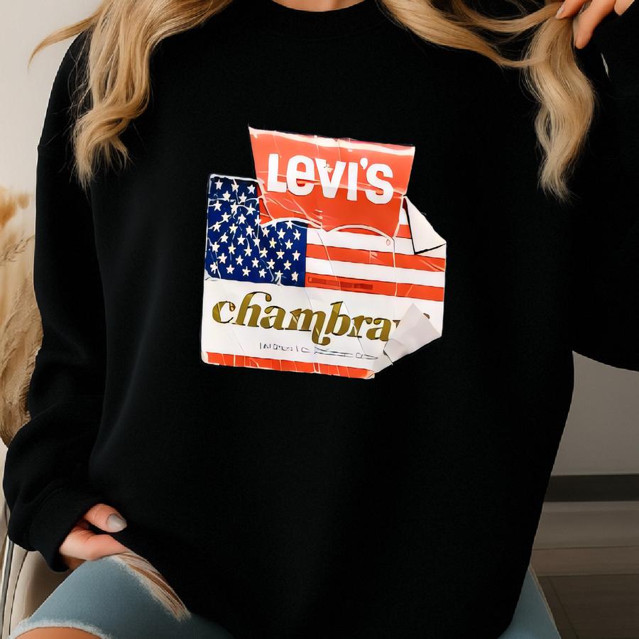 Vtg 70s Levi's 609 Big E Blue Chambray Flared Jeans Pants Deadstock Nwt W27 L31 Sweatshirt