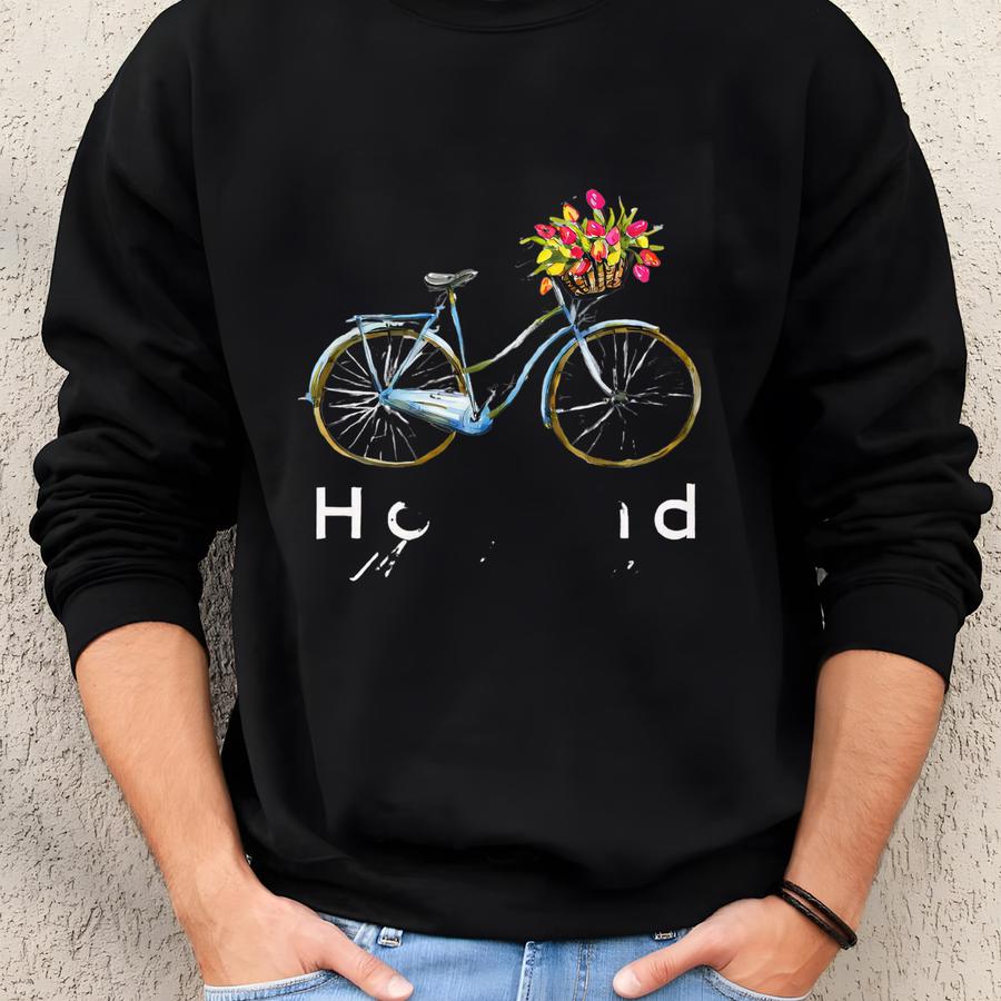 Holland Michigan Hoodie Holland Sweatshirt Tulip Time Holland Mi Hooded Sweatshirt Amsterdam Style Hoodie With Bike Tulip Festival Hoodie Sweatshirt
