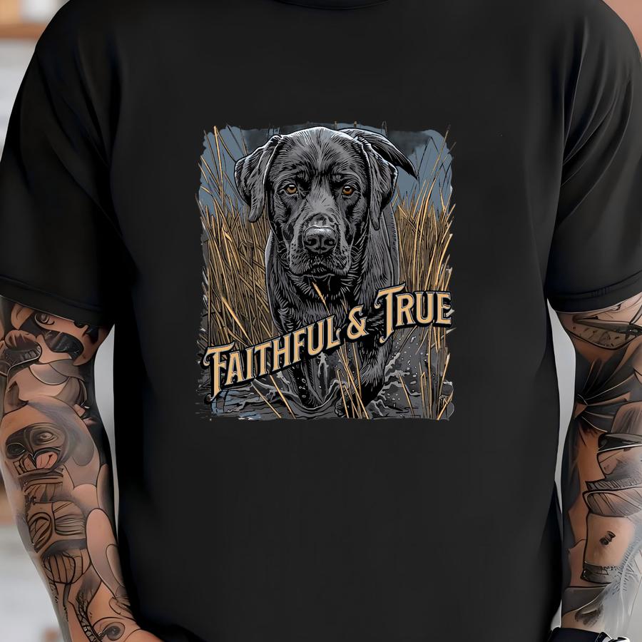 Black Labrador Hunting Dog Dtf Transfer: Retriever Apparel Print T-shirt