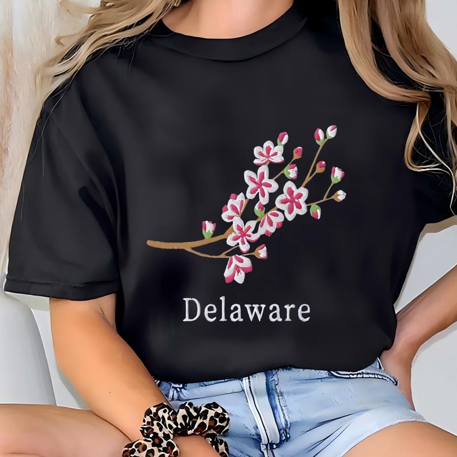 Delaware State Flower Sweatshirt, Delaware Crewneck Sweater, Peach Blossom Flower Shirt, Delaware Sweatshirt T-shirt
