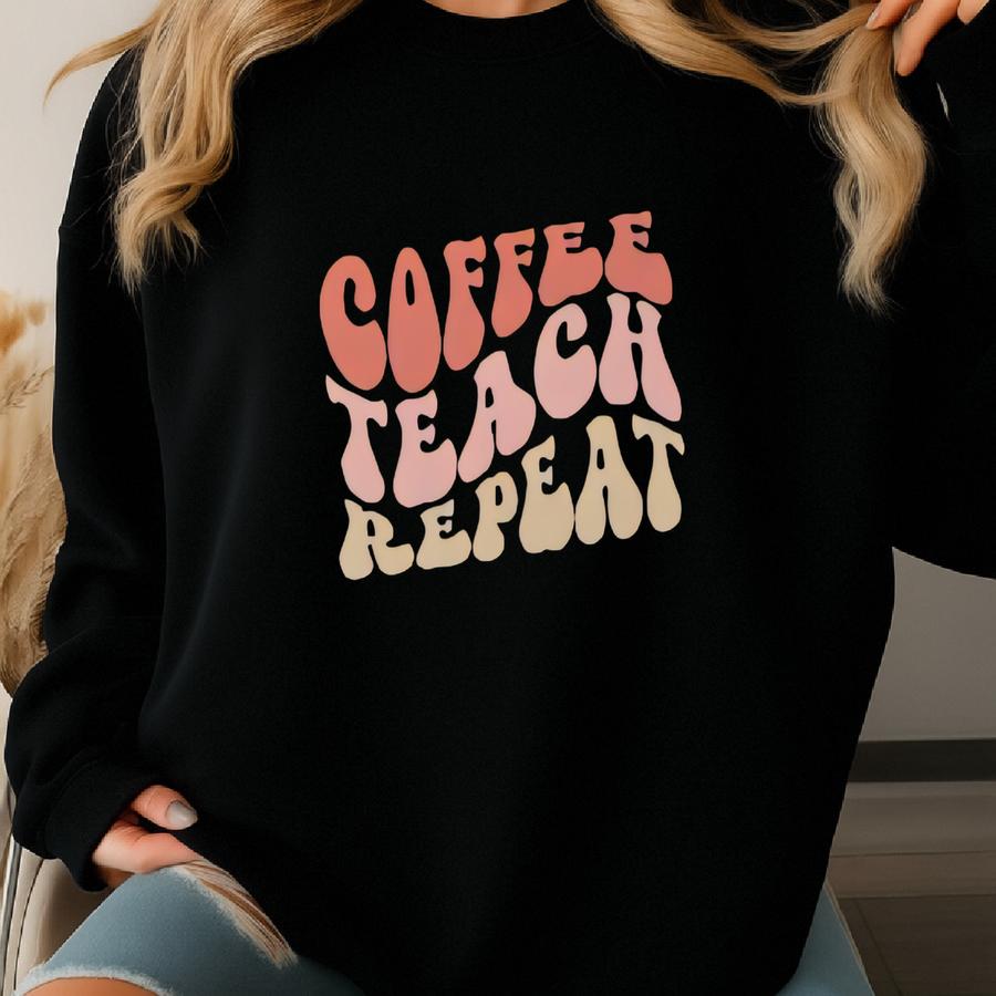 Coffee Teach Repeat Large Organic Tee Sweatshirt