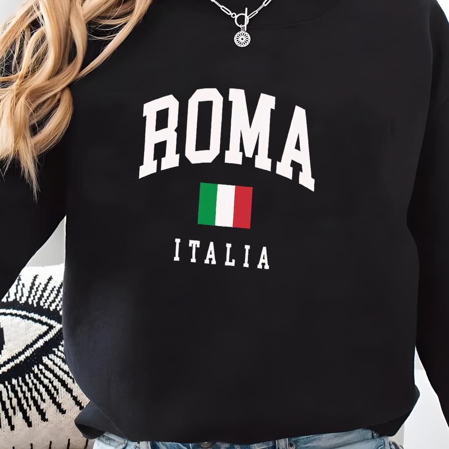 Roma Shirt, Country Flag Logo Italia Tshirt, Cozy Rome Tee Unisex Size Sweatshirt