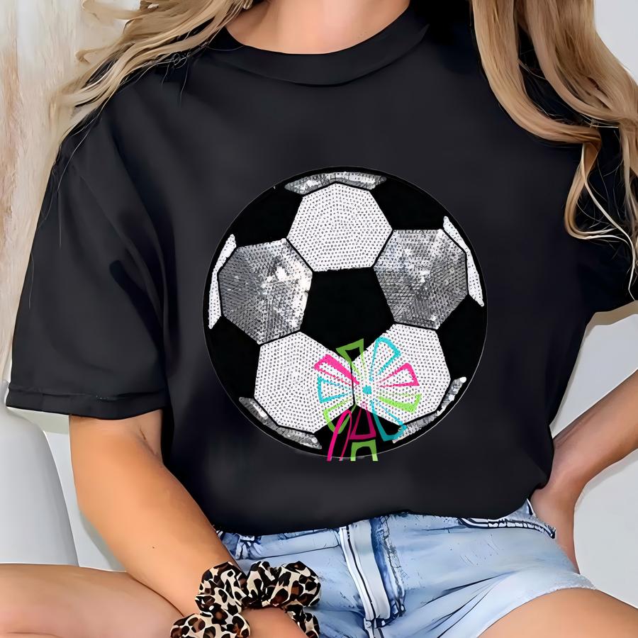 Sequins Soccer Sweatshirt - Chenille Patch Sweatshirt - Soccer Sweatshirt - School Spirit - T-shirt