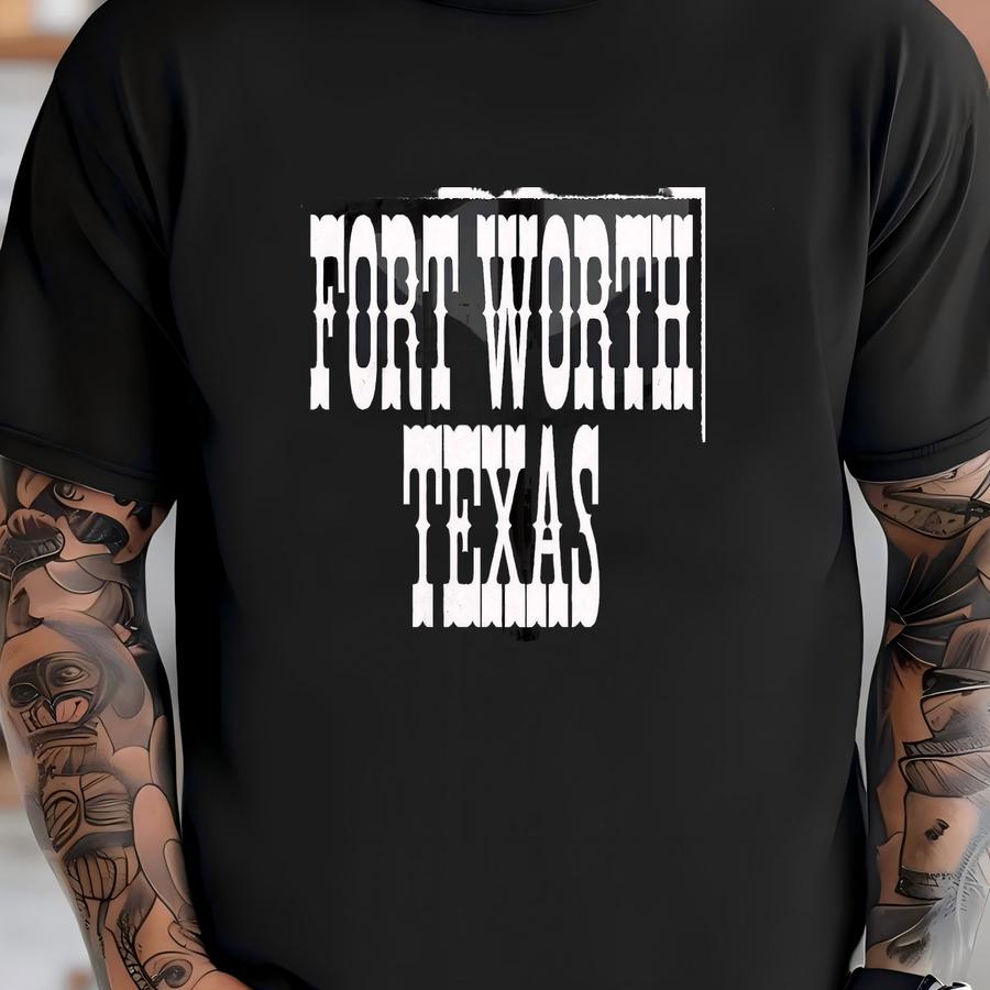 Fort Worth Texas Wall Art | Vintage Black And White Print, Texas Wall Decor, Western Ranch Home Art, High Quality Western Prints, Stockyards T-shirt