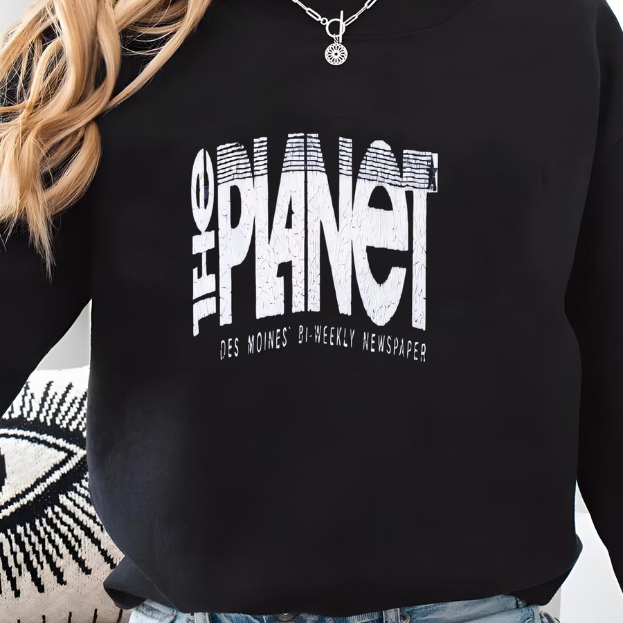 70s 80s The Planet Des Moines Iowa Newspaper Memorex Vintage T-shirt Navy Blue Mayo Spruce Soft Thin Stretchy Sweatshirt