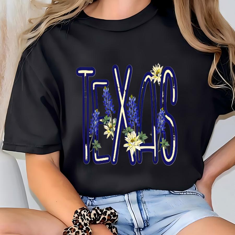 Texas Bluebonnets Sweatshirt, Colorful Texas Shirt, Texas Bluebonnets Shirt, Gift For Her, Texas Lover Gifts, Flower Shirt, Botanical Gifts T-shirt